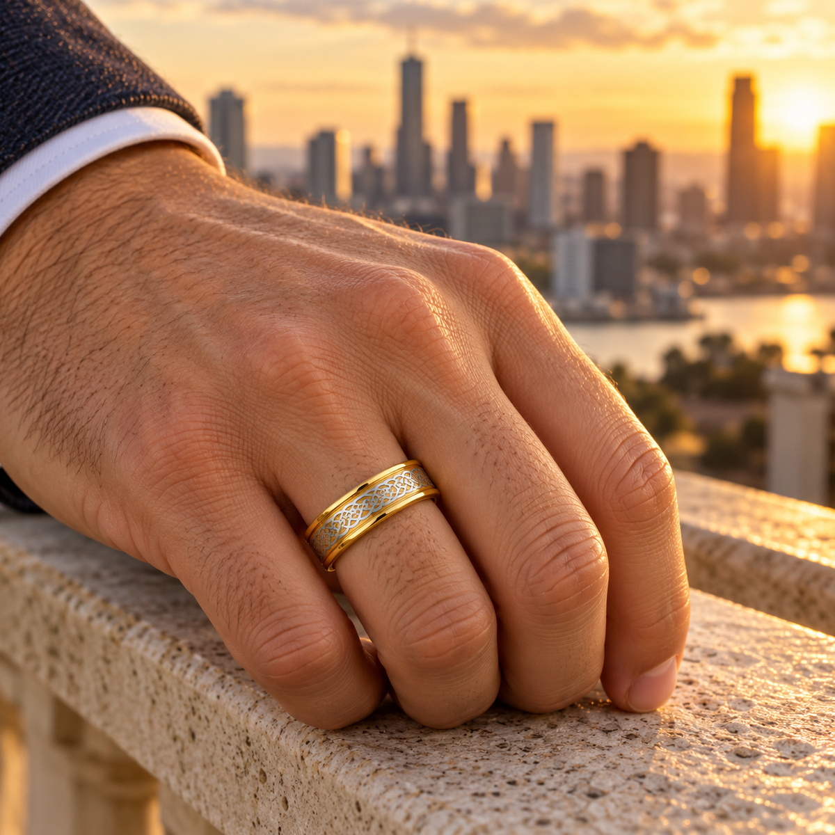 TR327 tungsten wedding band lifestyle image