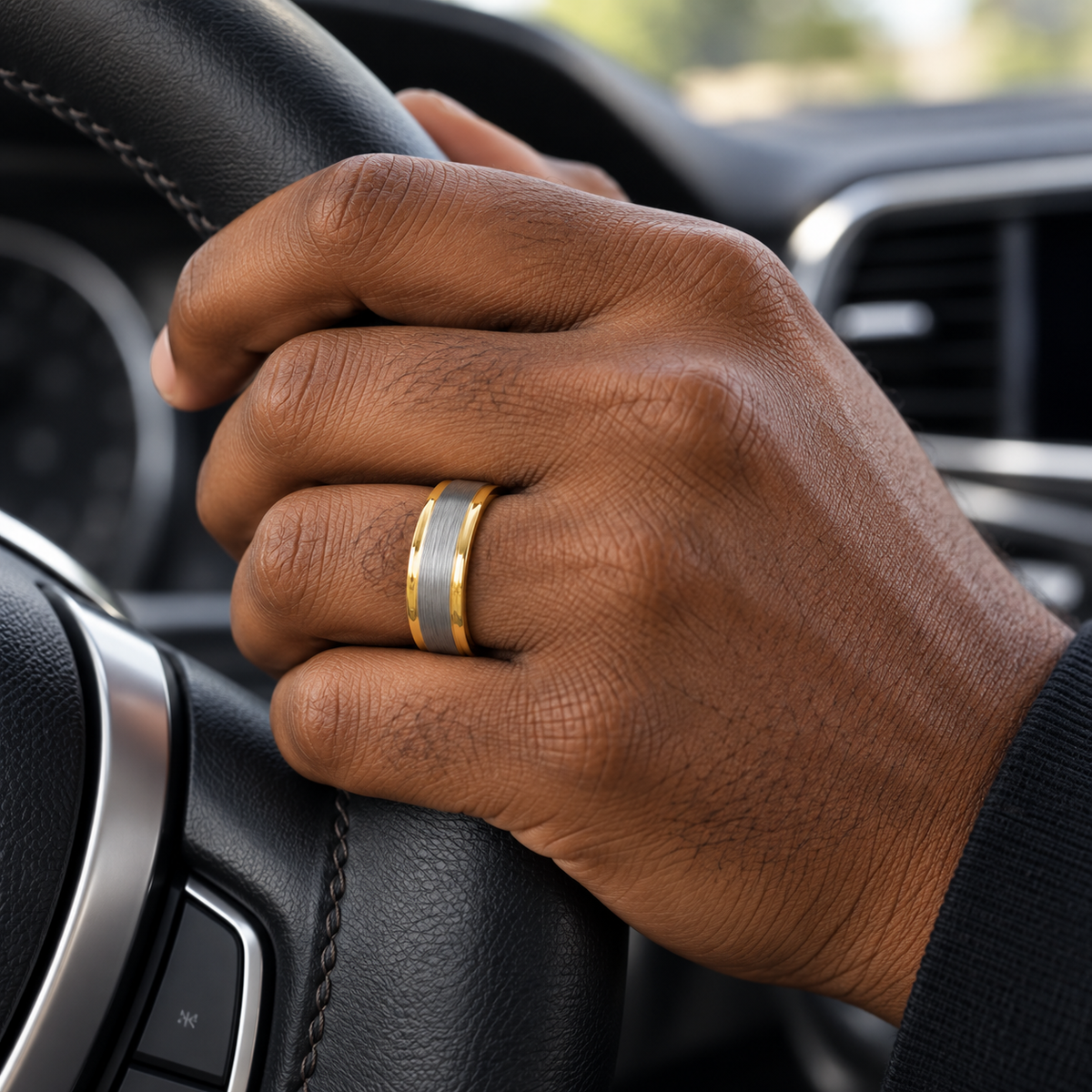 TR330 tungsten wedding band lifestyle image