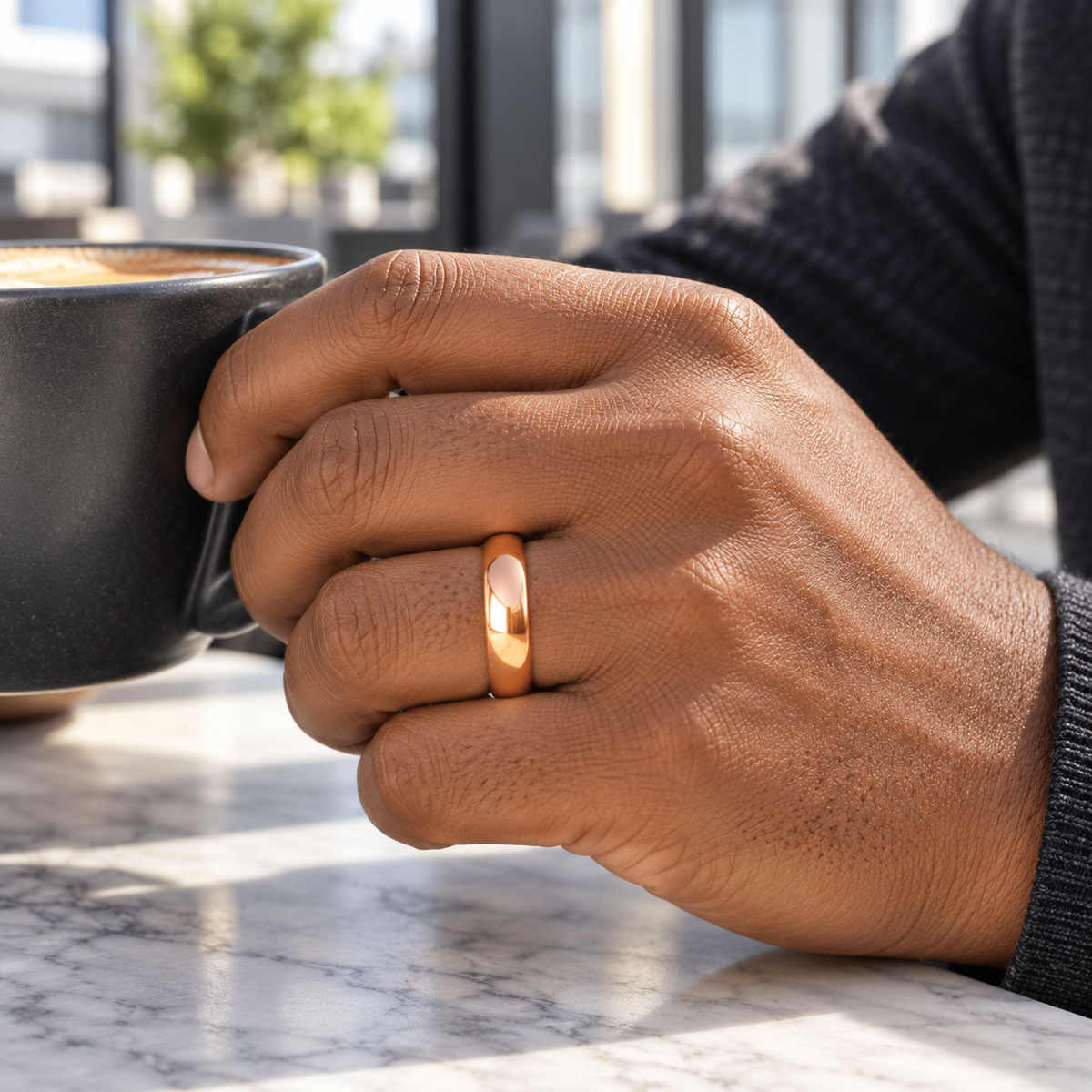 TR332 tungsten wedding band lifestyle image
