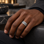 8mm Tungsten Band with Gray Carbon Fiber Inlay lifestyle image