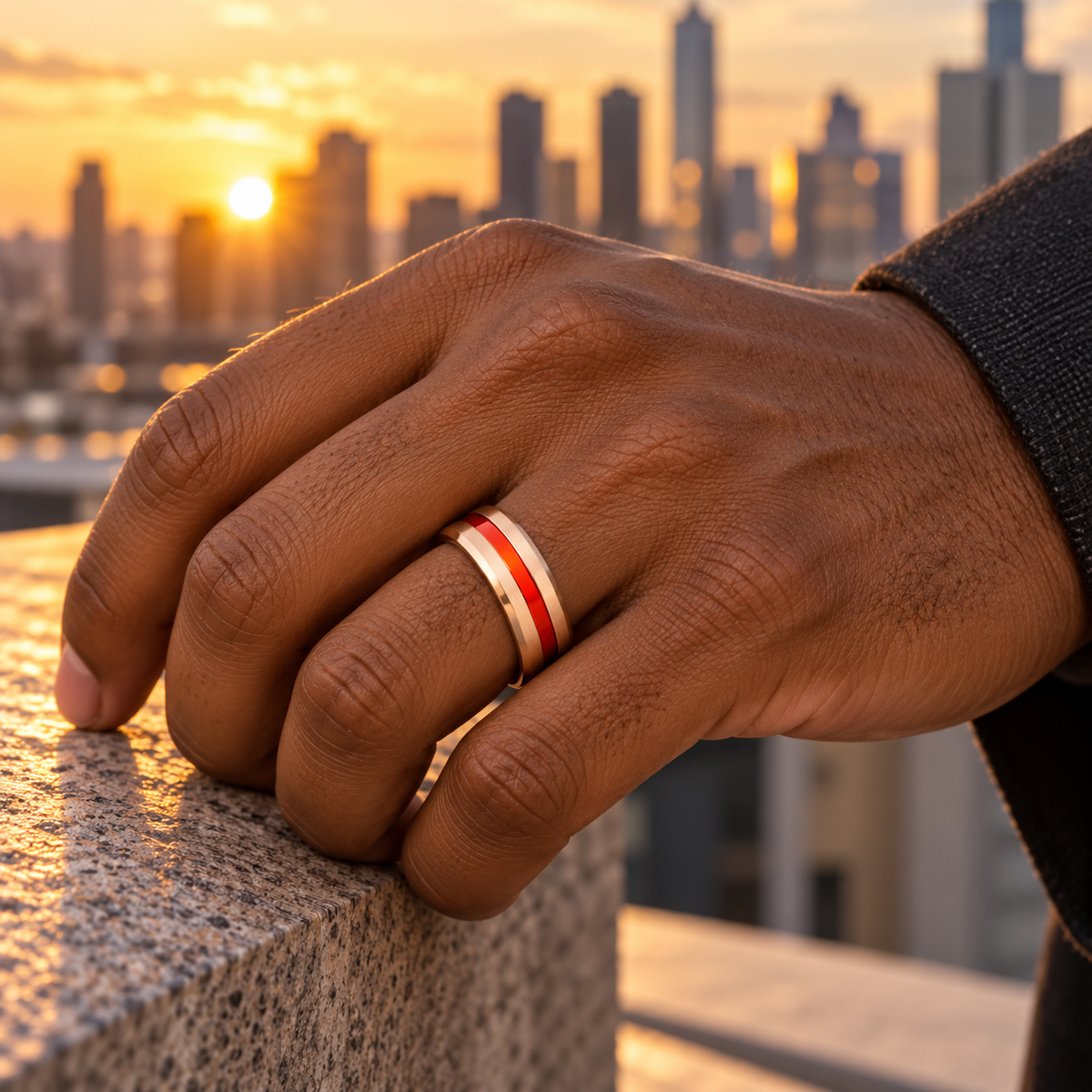 TR517 tungsten wedding band lifestyle image