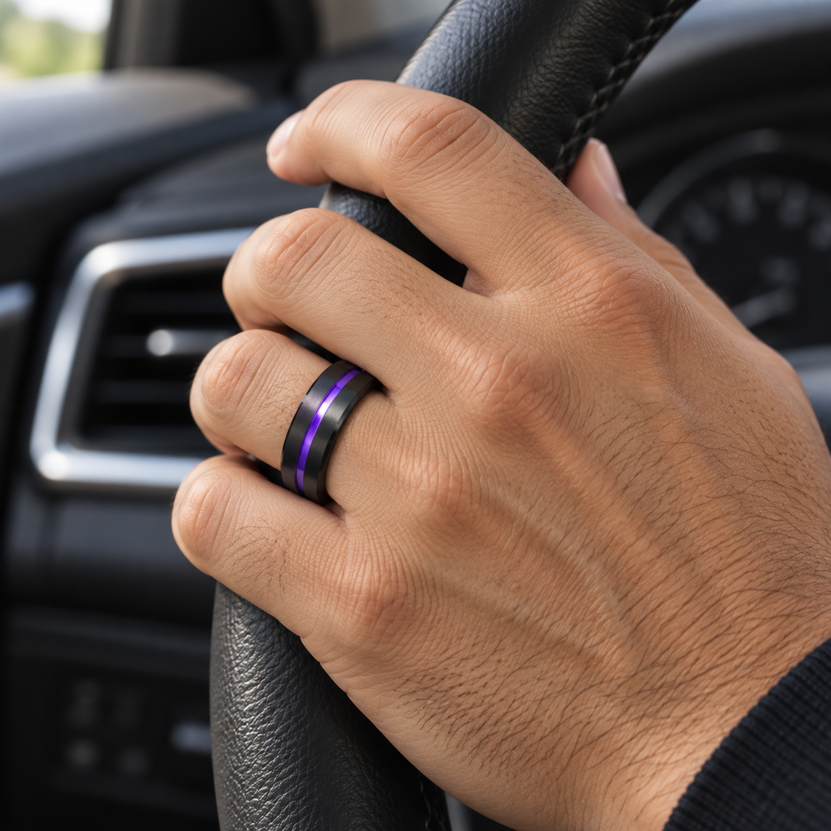 TR518 tungsten wedding band lifestyle image