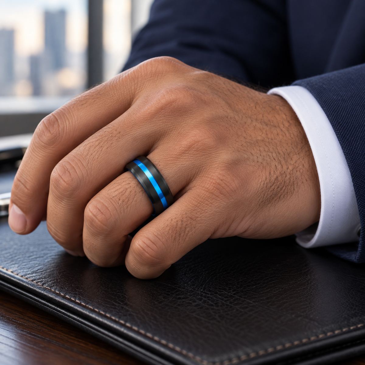 TR521 tungsten wedding band lifestyle image