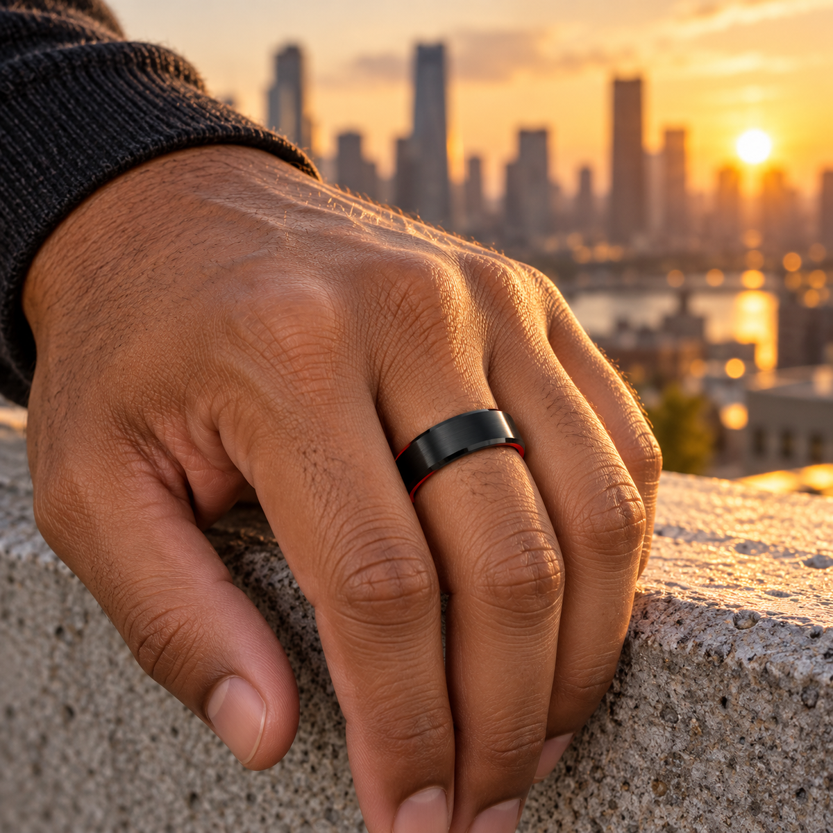 TR522 tungsten wedding band lifestyle image