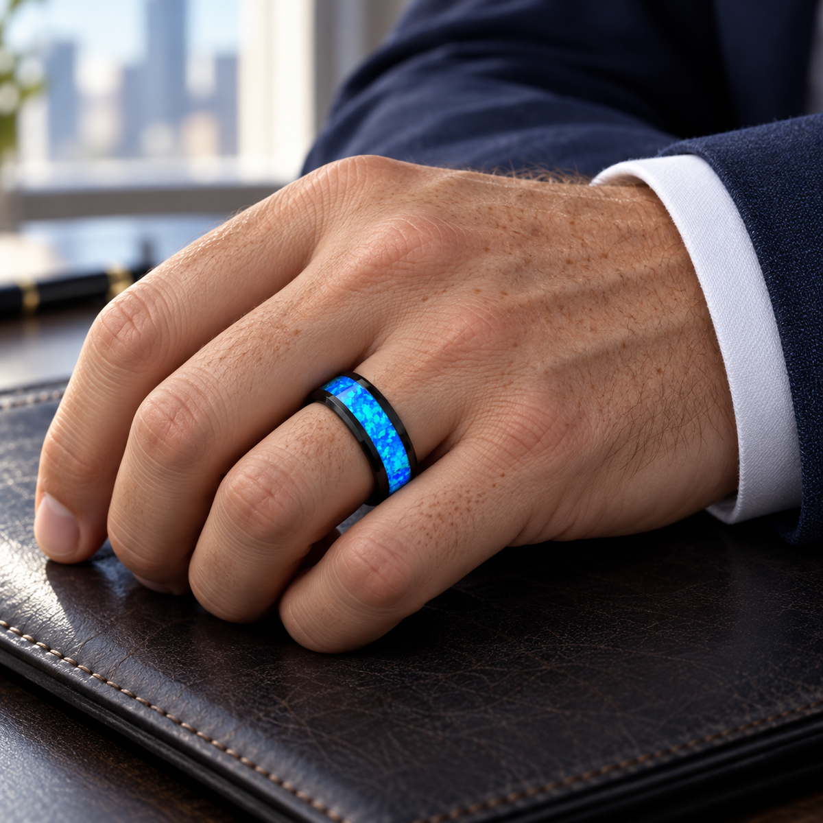 TR530 tungsten wedding band lifestyle image