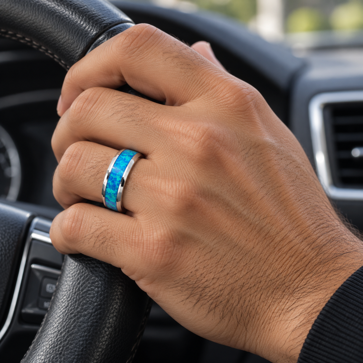 TR532 tungsten wedding band lifestyle image