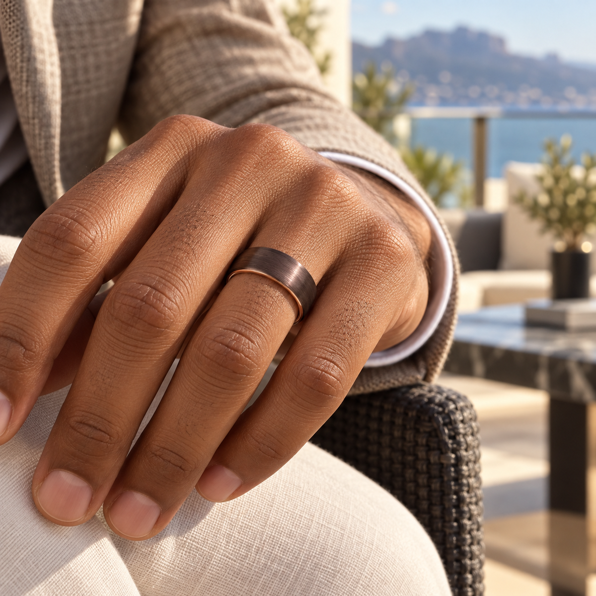 8mm Brown Tungsten Band lifestyle image