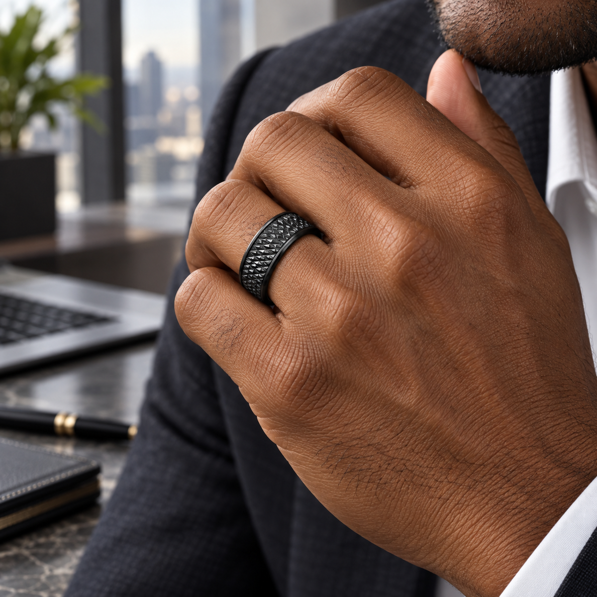 9mm Black Tungsten Parallelogram Band lifestyle image