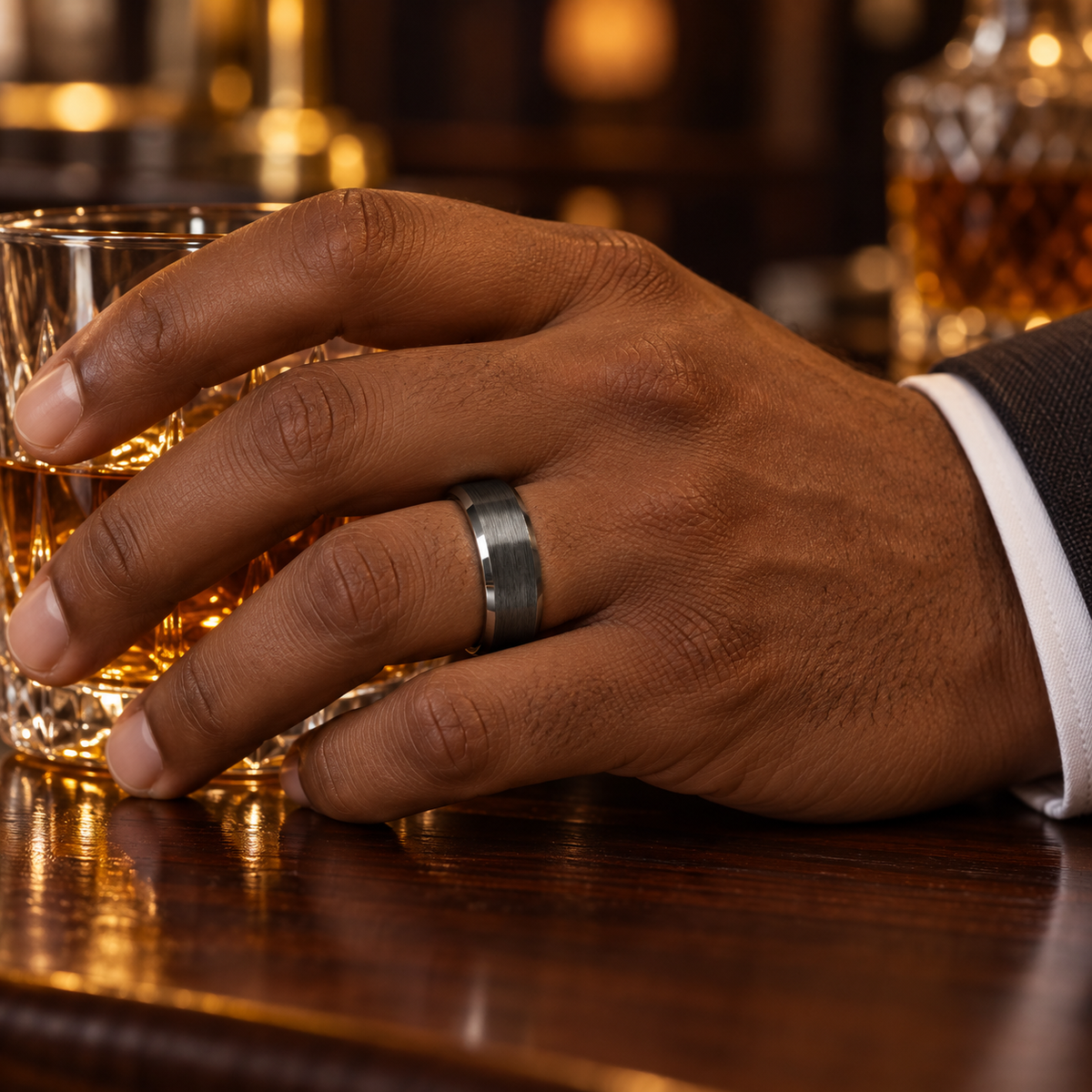 TR617 tungsten wedding band lifestyle image