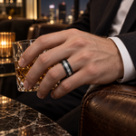 8mm Two-Tone Tungsten Brushed Flat Band lifestyle image