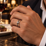 8mm Rose & Black Tungsten Greek Key Band lifestyle image
