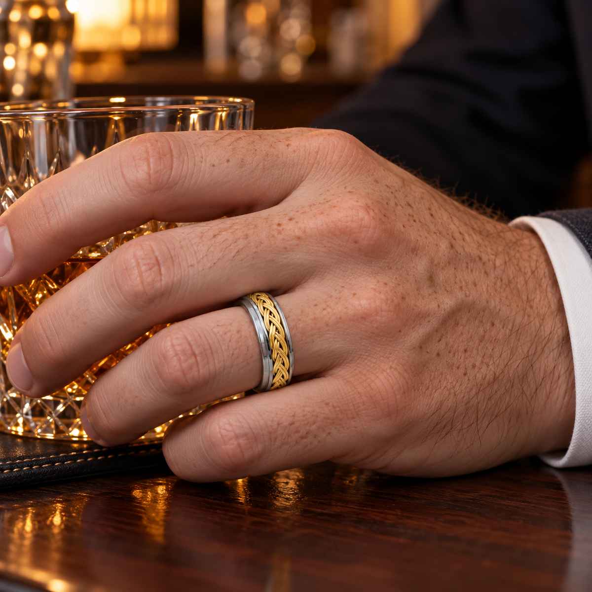 TR683 tungsten wedding band lifestyle image