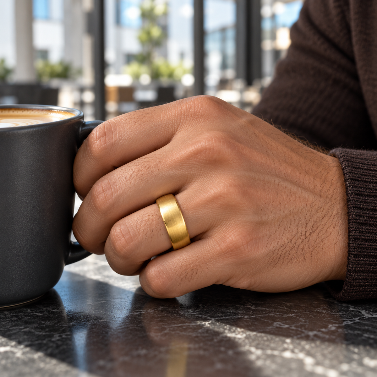 TR690 tungsten wedding band lifestyle image