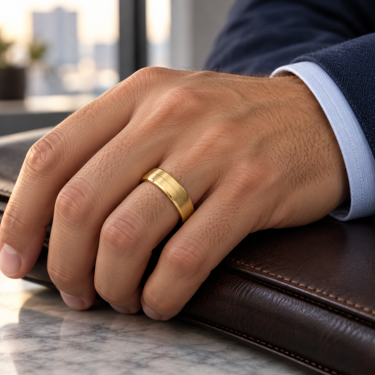 TR691 tungsten wedding band lifestyle image