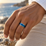 8mm Blue Tungsten Brushed Band lifestyle image