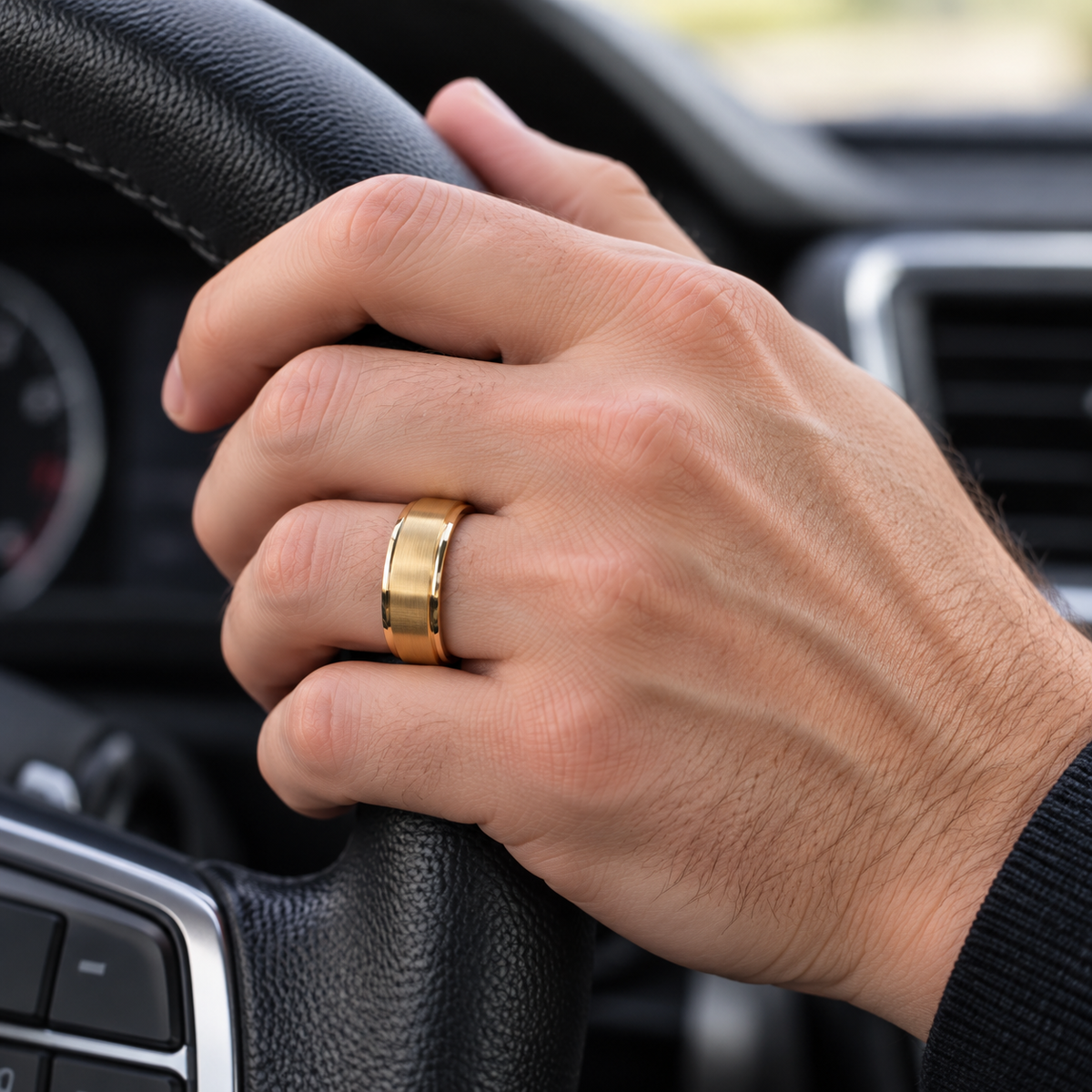 TR719 tungsten wedding band lifestyle image