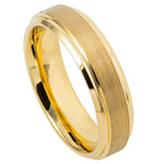 6mm Yellow Tungsten Brushed Band with Polished Stepped Edges on white background