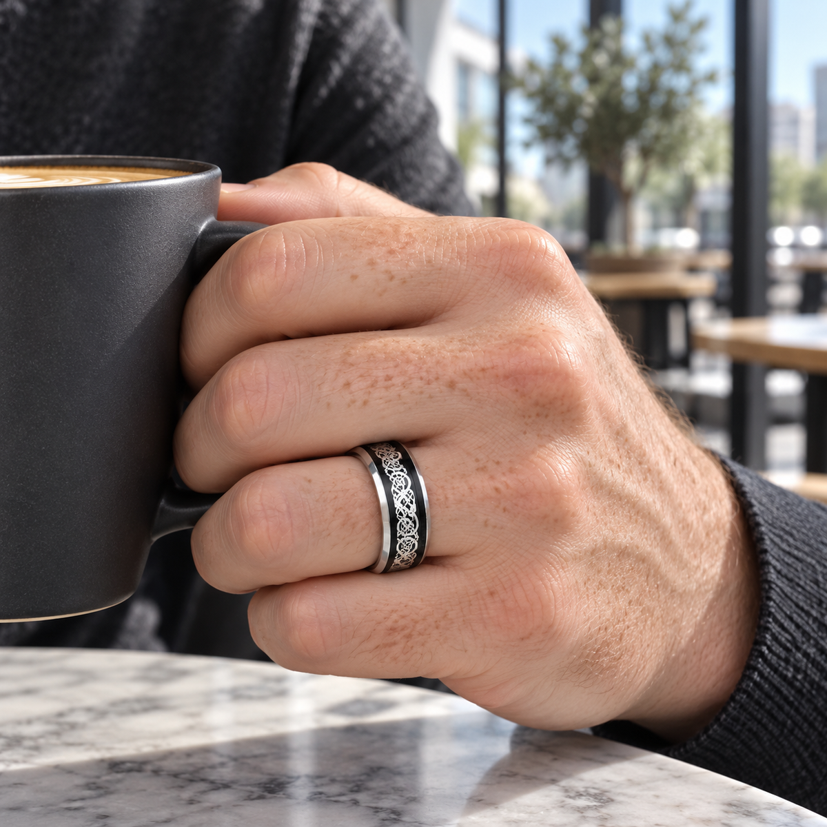 TR721 tungsten wedding band lifestyle image