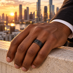 TR745 tungsten wedding band lifestyle image