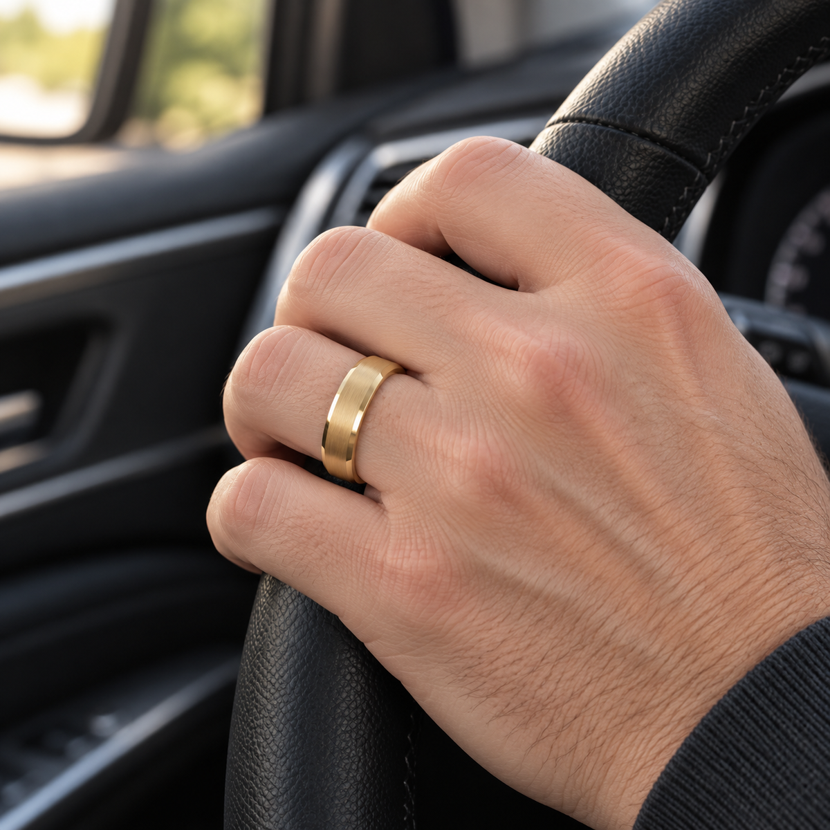 TR747 tungsten wedding band lifestyle image