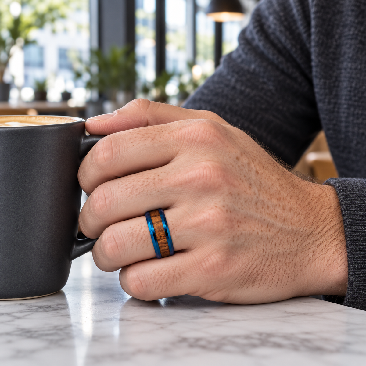 TR752 tungsten wedding band lifestyle image