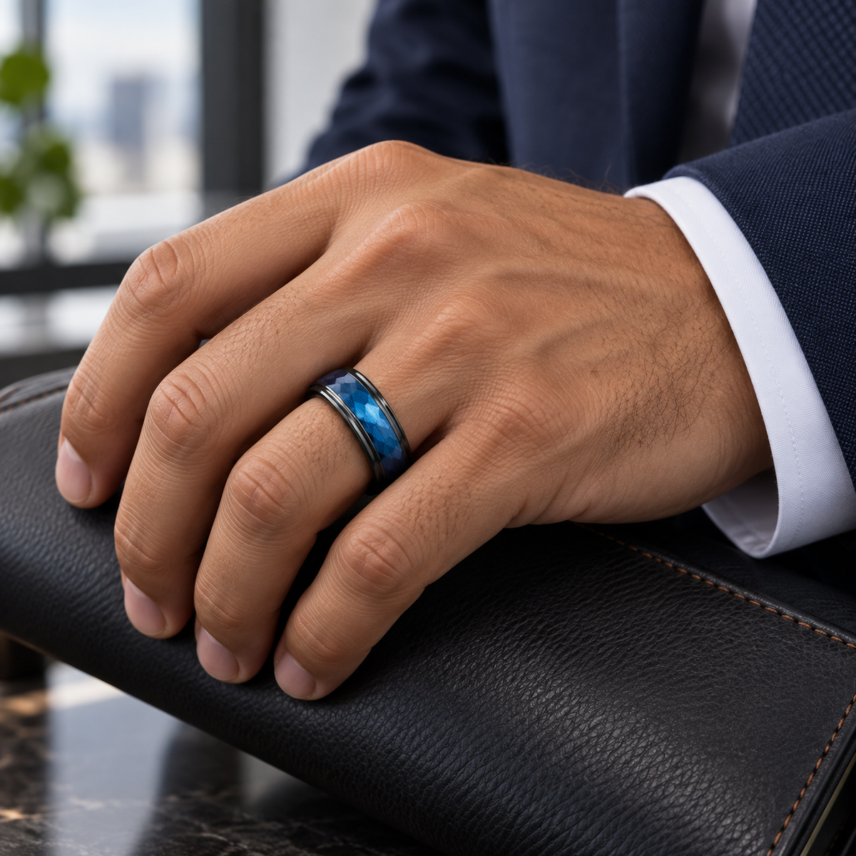 TR754 tungsten wedding band lifestyle image