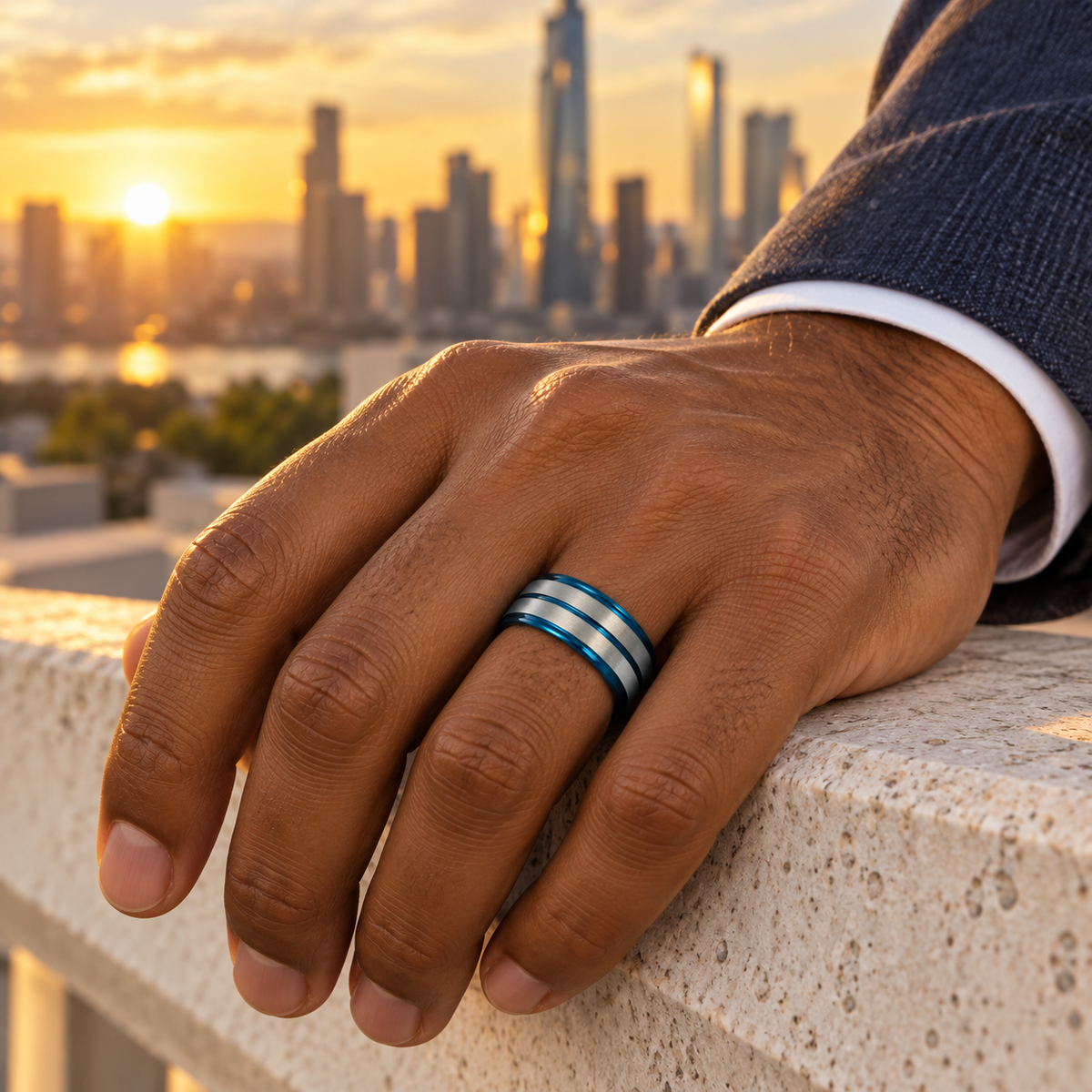 TR767 tungsten wedding band lifestyle image