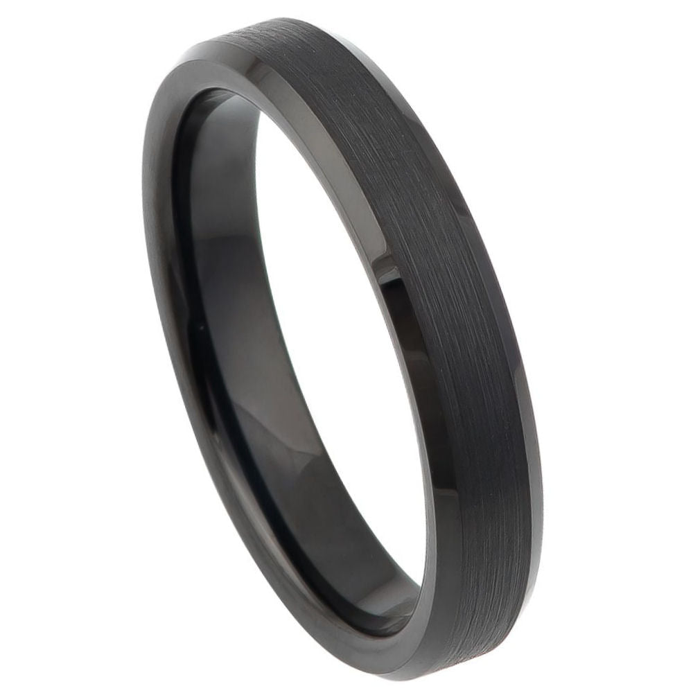 4mm Black Tungsten High-Polish Domed Band on white background