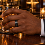8mm Black Tungsten Brushed Band with Black Diamond lifestyle image