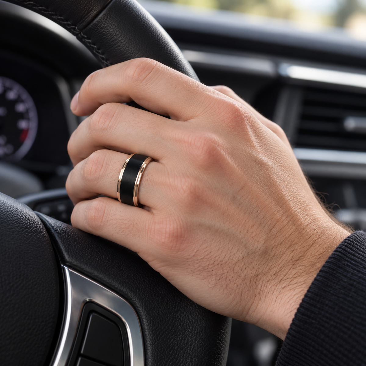 TR779 tungsten wedding band lifestyle image