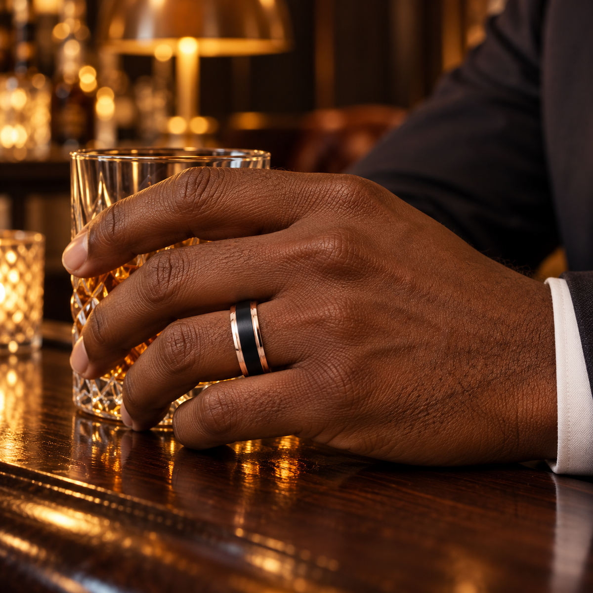 TR780 tungsten wedding band lifestyle image