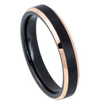 4mm Black Tungsten Brushed Band with Rose Beveled Edges on white background