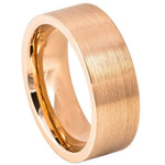 8mm Rose Tungsten Brushed Flat Band on white background
