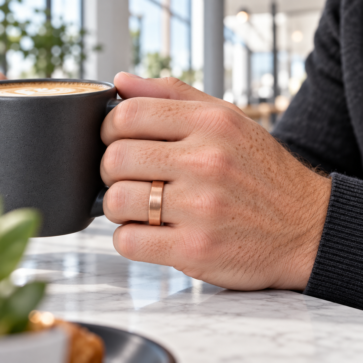 TR786 tungsten wedding band lifestyle image