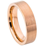 6mm Rose Tungsten Brushed Flat Band on white background