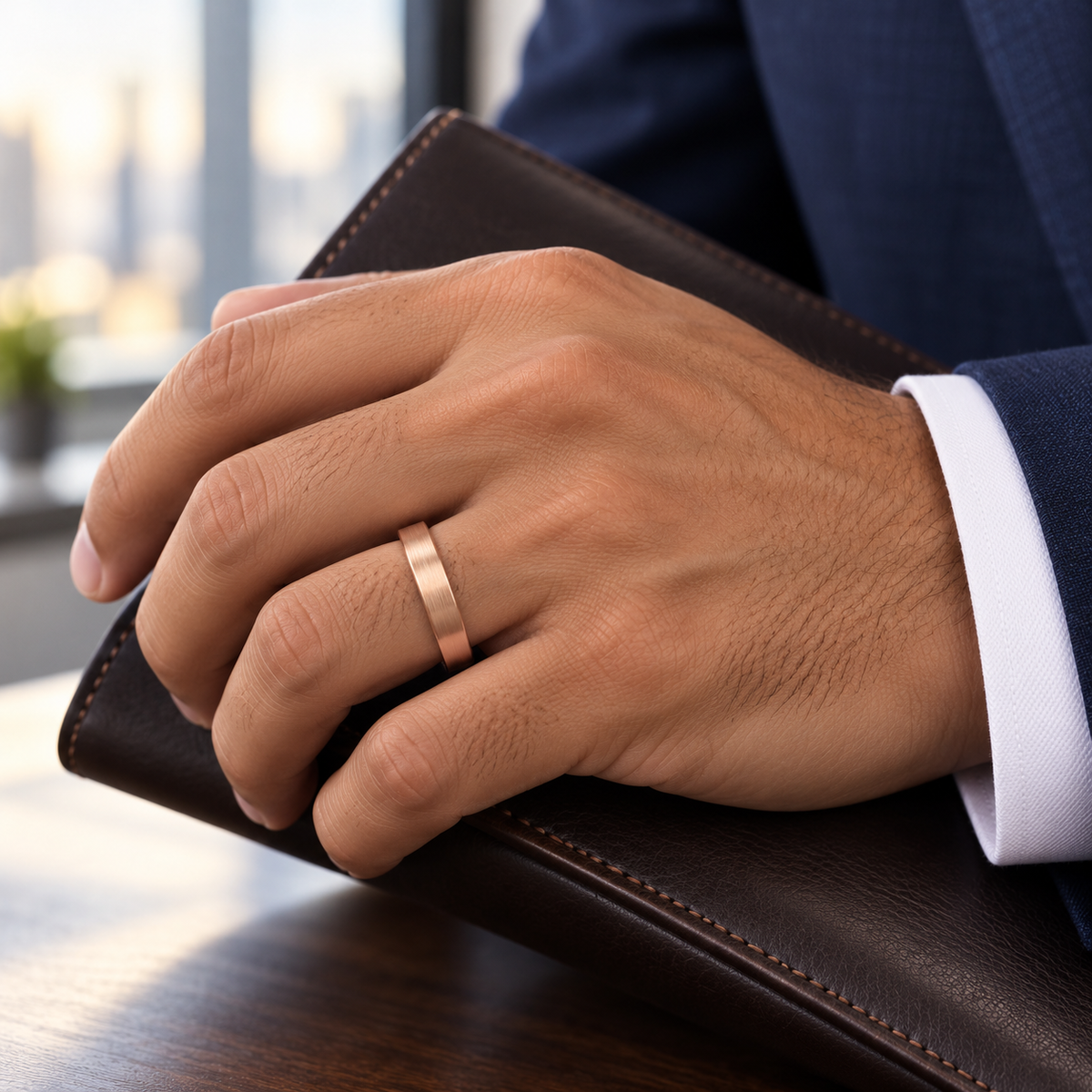 TR787 tungsten wedding band lifestyle image