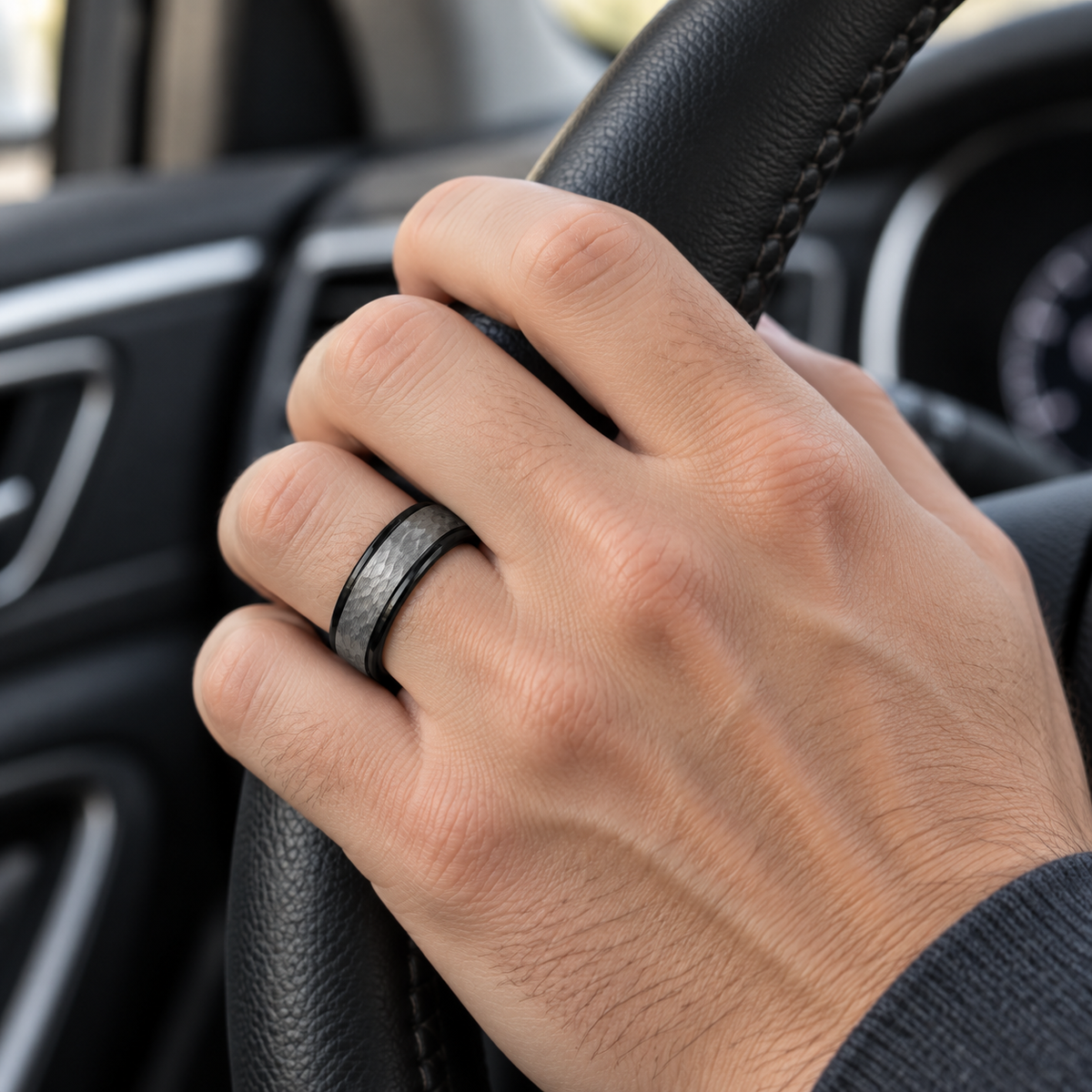 TR789 tungsten wedding band lifestyle image
