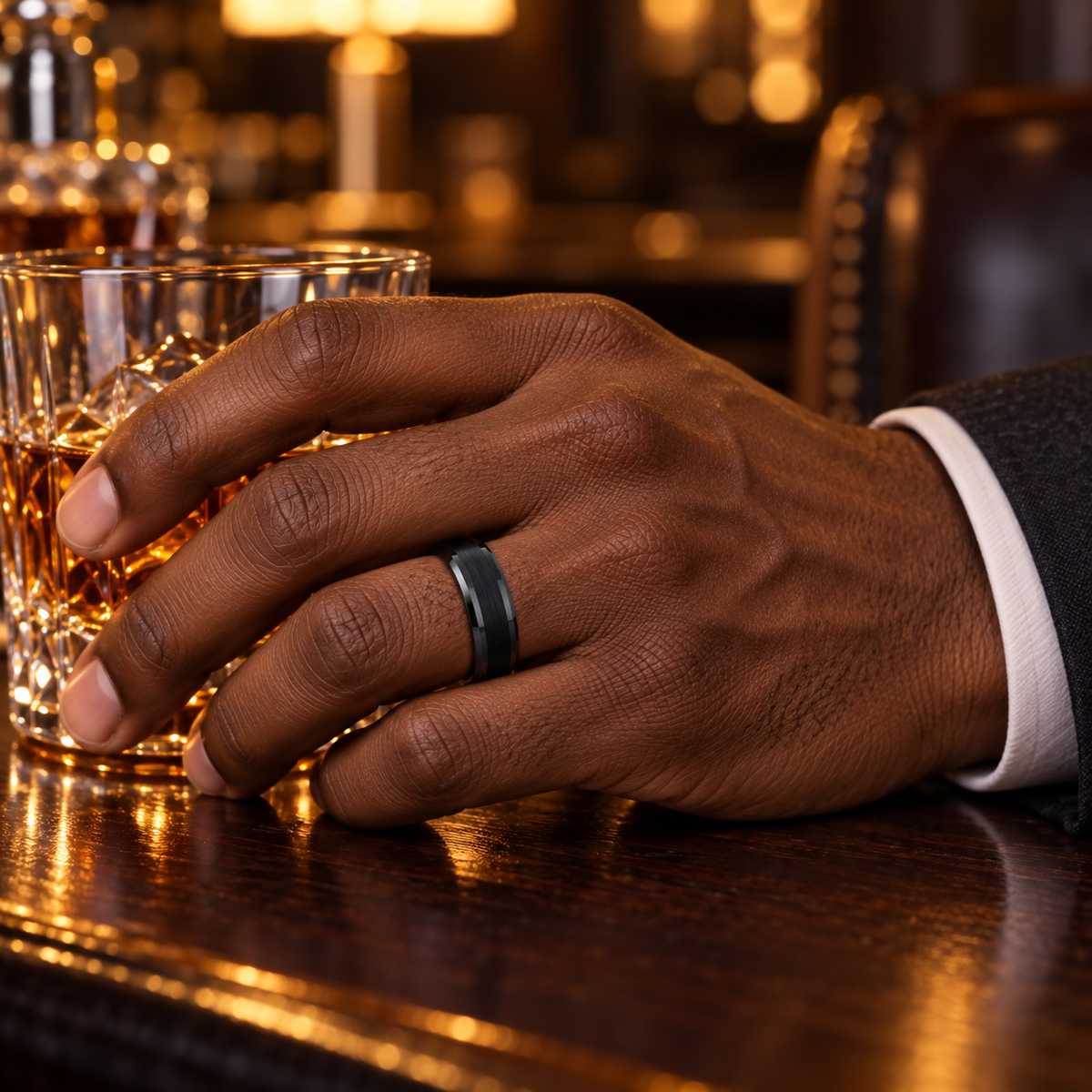 TR790 tungsten wedding band lifestyle image