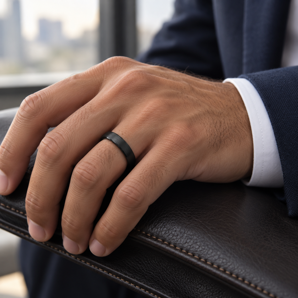 TR792 tungsten wedding band lifestyle image
