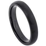 4mm Black Tungsten Brushed Domed Band on white background