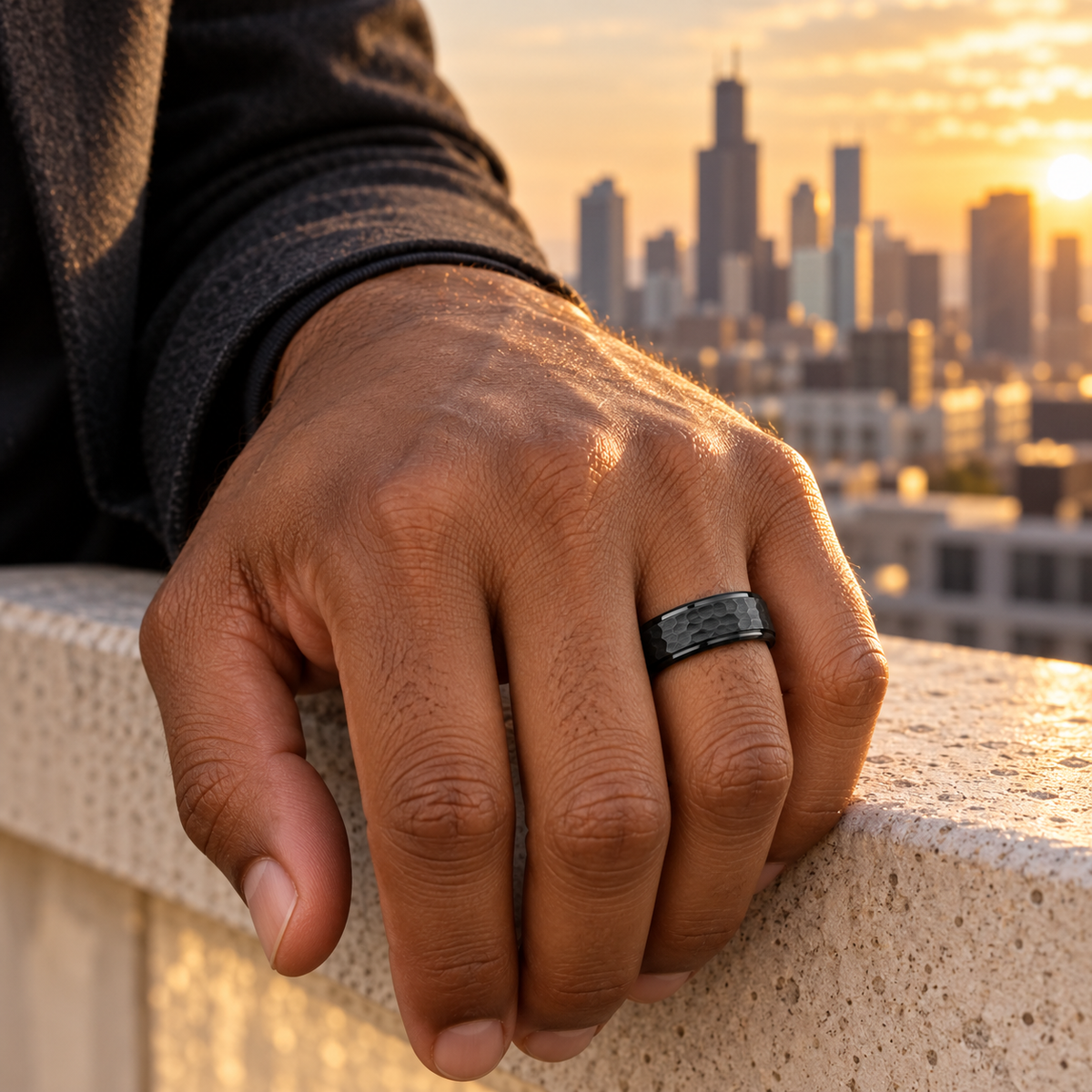 TR793 tungsten wedding band lifestyle image