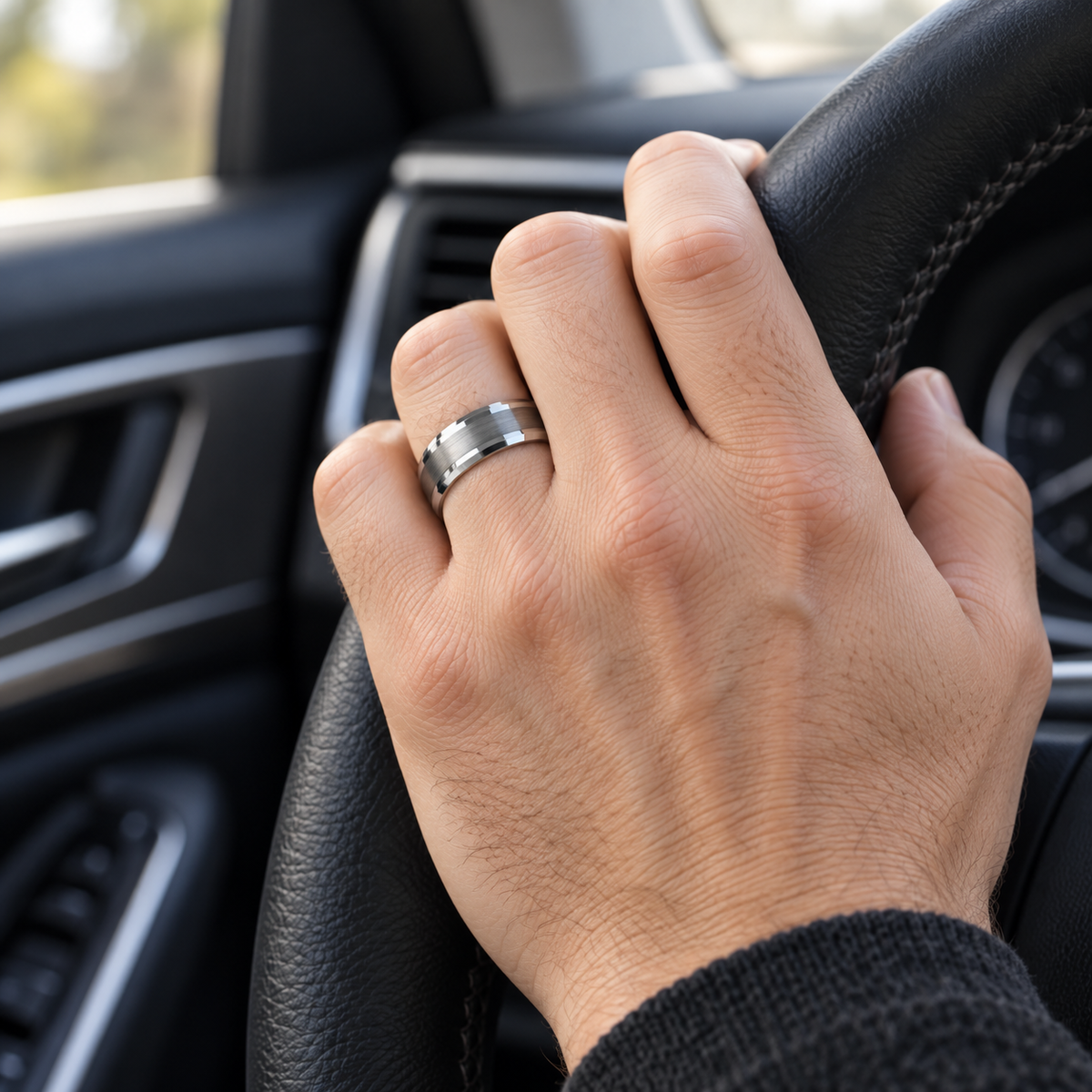 TR794 tungsten wedding band lifestyle image
