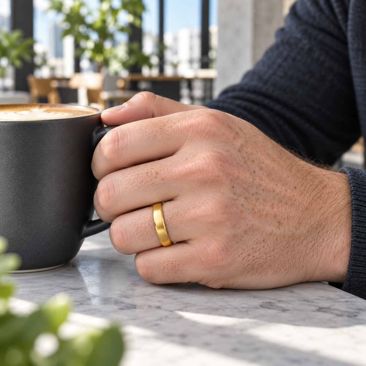TR796 tungsten wedding band lifestyle image