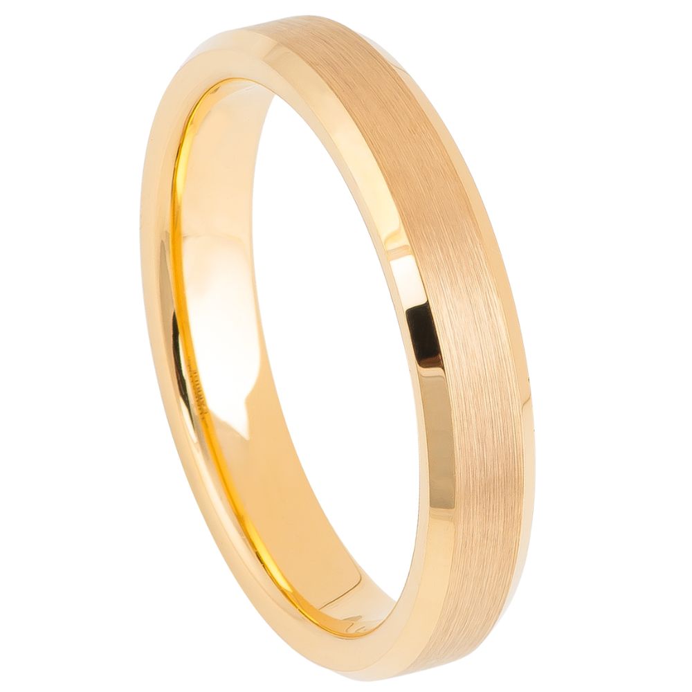 4mm Yellow Tungsten Brushed Band with Polished Edges on white background