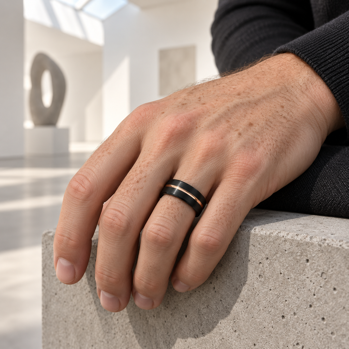 TR819 tungsten wedding band lifestyle image