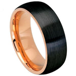 8mm Black Tungsten Brushed Band with Rose Interior on white background