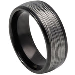 8mm Black Tungsten Multi-Groove Band on white background