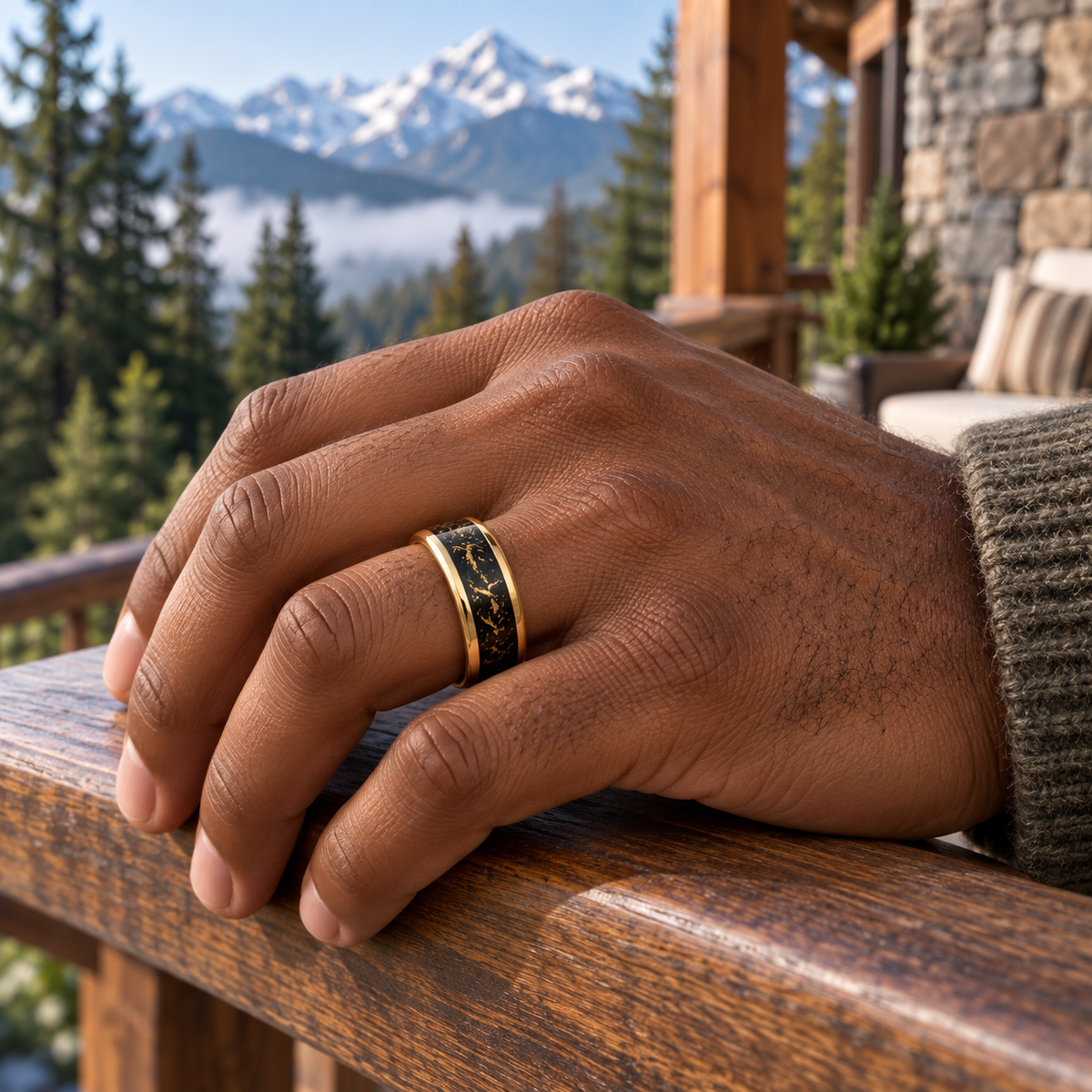 TR831 tungsten wedding band lifestyle image