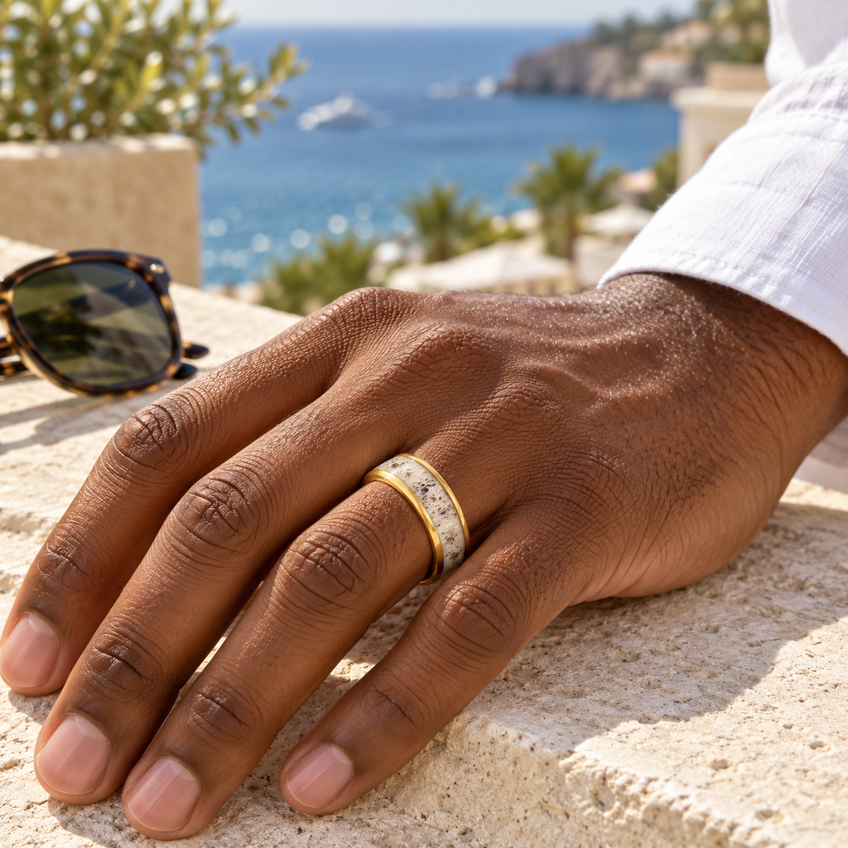 TR833 tungsten wedding band lifestyle image