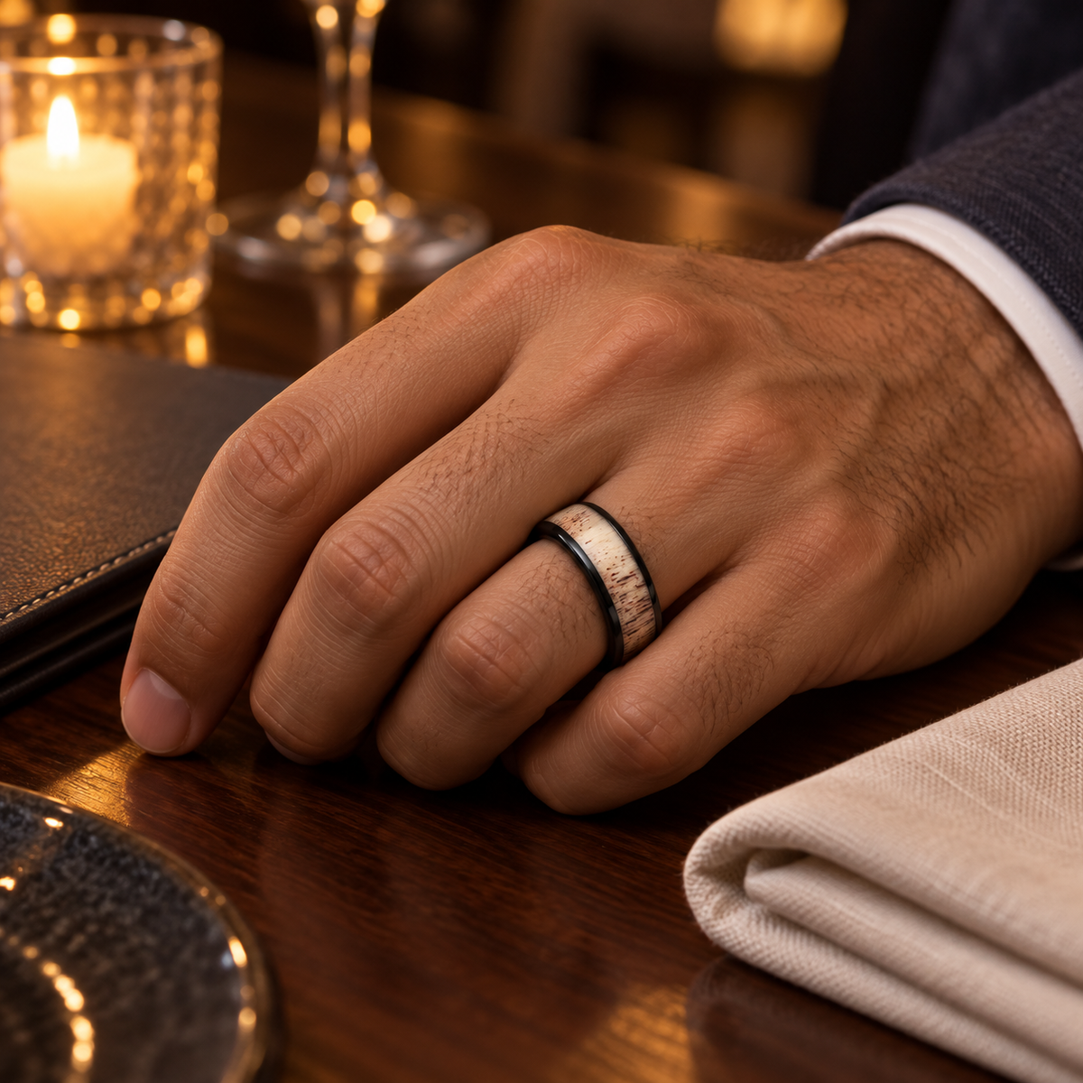 TR835 tungsten wedding band lifestyle image